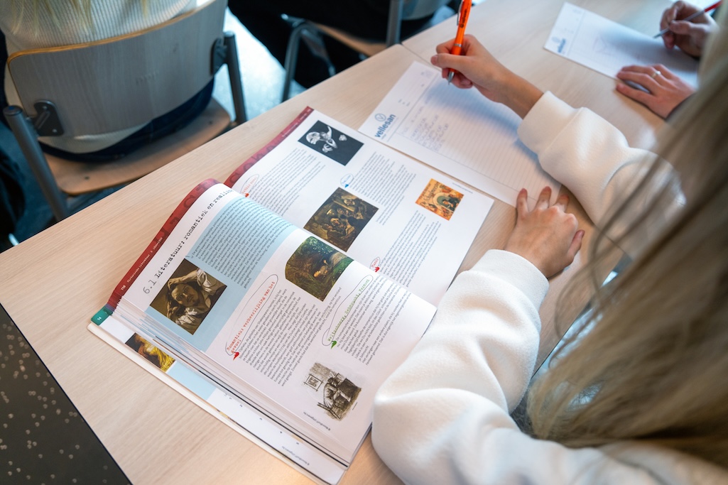 Leerling met schoolboek